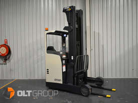 Crown ESR4500 Electric Ride Reach Truck High Lift Forklift 7140mm Mast Low Hours FREE DELIVERY - picture1' - Click to enlarge