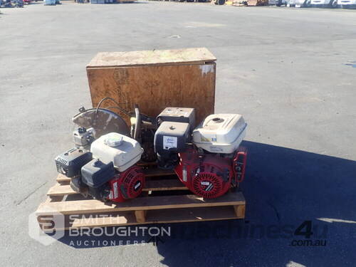 PALLET COMPRISING OF 2 X HONDA PUMPS (PARTS ONLY), WACKER DEMOLITION SAW (PARTS ONLY) & BOX ASSORTED
