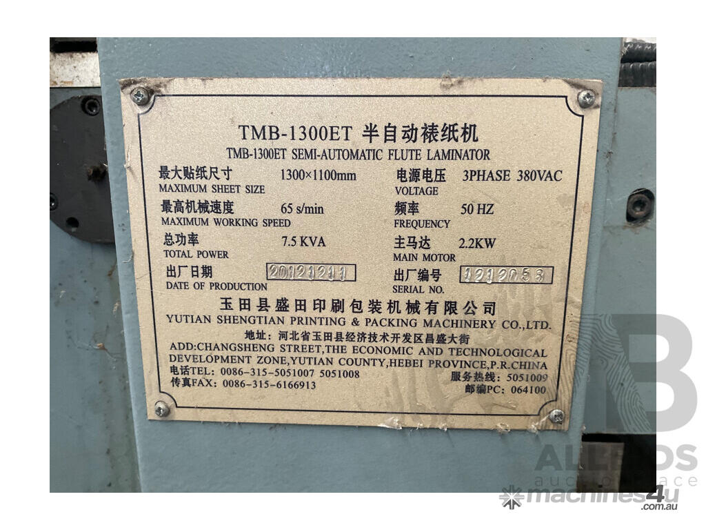 Used Not Specified Unknown Box Manufacturing SemiAutomatic Flute