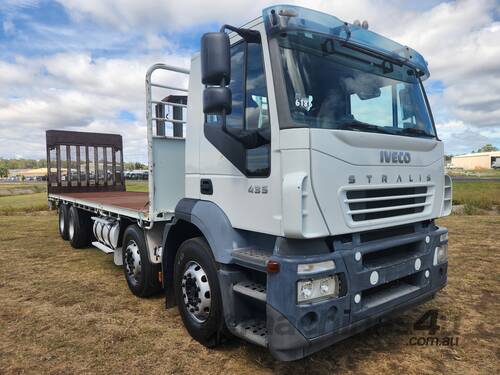 Iveco Stralis 435 Automatic 8x4 Traytop with Tailgate Loader Truck.