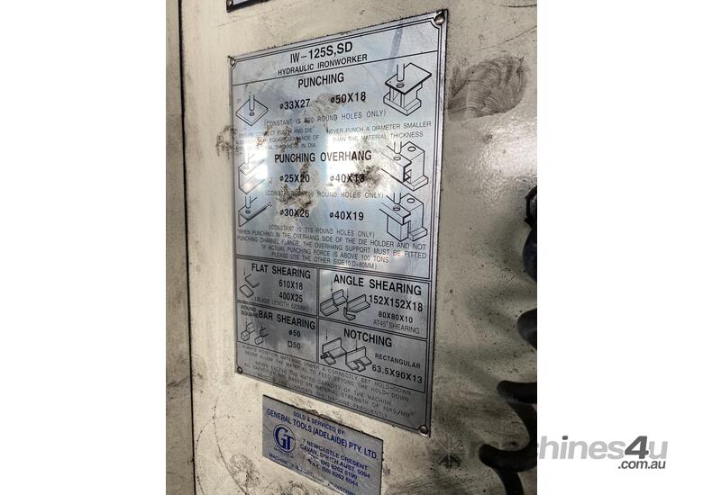 Sunrise IW-125S Hydraulic Ironworker – 125T Capacity, Punch & Shear Machine