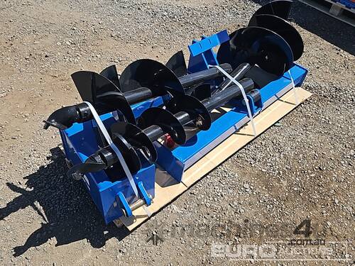 Unused Captok Hydraulic Auger Drive & 3 Augers to suit Skidsteer Loader 