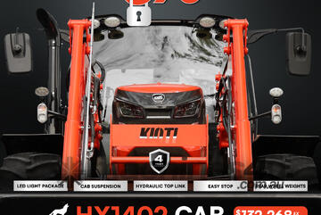 Kioti HX1402 CAB Tractor + Loader and GP Bucket - *0% Finance Available !!