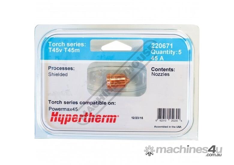 Hypertherm 45A Nozzle 220671 Powermax45 with T45v/T45m Torch (Does not suit 45XP) (Pack of 5)