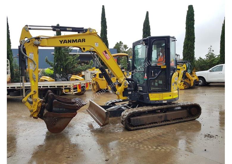 caption 2017 YANMAR VIO45-6 EXCAVATOR WITH LOW 1200 HOURS, CABIN, HITCH AND BUCKETS
