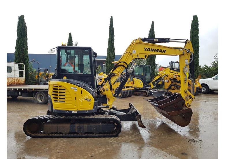 caption 2017 YANMAR VIO45-6 EXCAVATOR WITH LOW 1200 HOURS, CABIN, HITCH AND BUCKETS