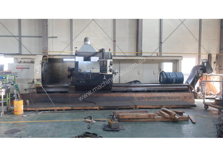 caption 2008 Hwacheon MEGA 100x5000 CNC Lathe