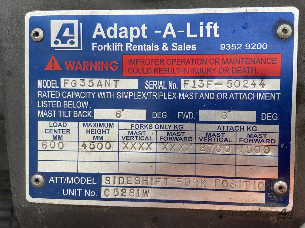 Hire Mitsubishi forklift 3.5 tonne FG35ANT Counterbalance Forklifts in