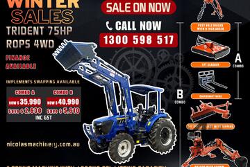 TRIDENT WINTER SALES 75HP 4WD CANOPY TRACTOR WITH 4IN1 BUCKET COMBO DEAL 3 YEARS WARRANTY