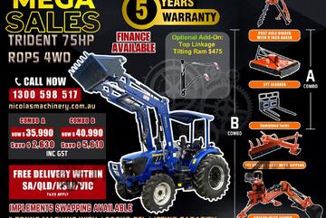 TRIDENT MEGA SALE 75HP 4WD CANOPY TRACTOR WITH 4IN1 BUCKET COMBO DEAL 5 YEARS WARRANTY