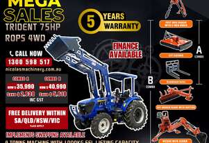 TRIDENT MEGA SALE 75HP 4WD CANOPY TRACTOR WITH 4IN1 BUCKET COMBO DEAL 5 YEARS WARRANTY