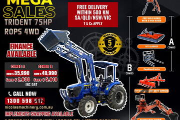 TRIDENT MEGA SALE 75HP 4WD CANOPY TRACTOR WITH 4IN1 BUCKET COMBO DEAL 5 YEARS WARRANTY
