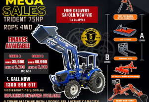 TRIDENT MEGA SALE 75HP 4WD CANOPY TRACTOR WITH 4IN1 BUCKET COMBO DEAL 5 YEARS WARRANTY