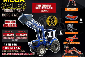 TRIDENT MEGA SALE 75HP 4WD CANOPY TRACTOR WITH 4IN1 BUCKET COMBO DEAL 5 YEARS WARRANTY
