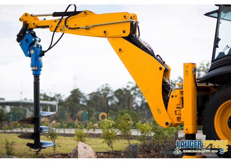 caption AUGER TORQUE 8000 MAX Earth Drill for Backhoe