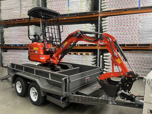 caption Mini Excavator 1.8 T Rhinoceros XN18 Excavator + Tipping Trailer Package