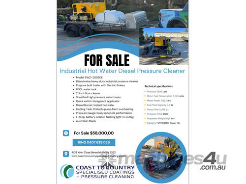 Mine spec diesel pressure cleaner 