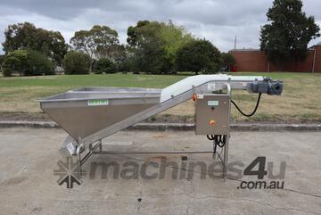 Stainless Steel Twin Hopper Incline Conveyor - Enmin EBC TA-300 2 Stainless Steel Twin Hopper Incline Conveyor - Enmin EBC TA-300 2