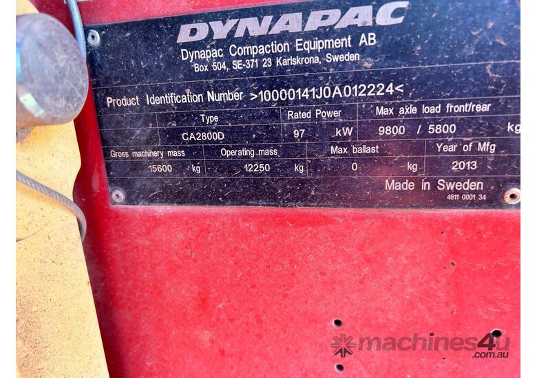 2013 Dynapac CA2800D Articulated Smooth Drum Roller