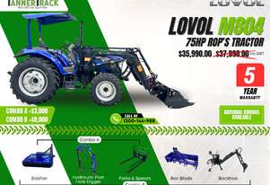 TANNERTRACK - LOVOL TB-3 75HP Rop's, Synchromesh Gearbox 4WD Tractor with 4in1 Loader