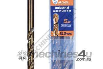 HSS Jobber Drill Pack - 5 Piece 12.5mm M35 Grade HSS with 5% Cobalt 135 Precision Ground Flute & S