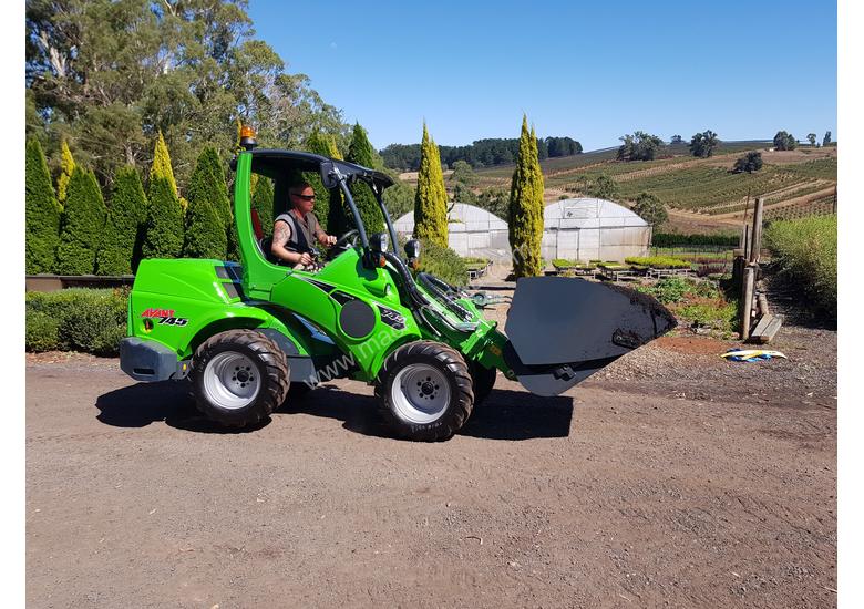 caption Avant 745 Wheel Loader W/ Hi-tip Bucket