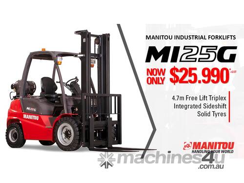 Manitou MI25G forklift - 4.7m triplex container mast with sideshift
