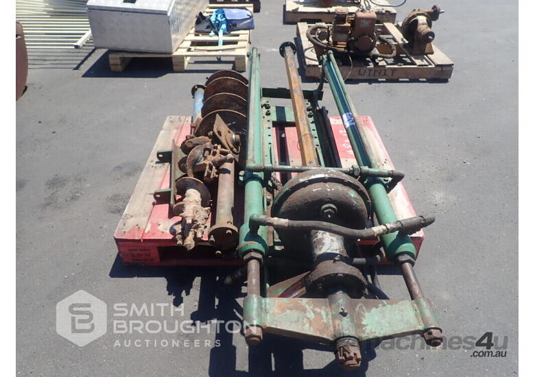 Used PIZEY ROCKMASTER REAR MOUNT POST HOLE DIGGER ATTACHMENT 2 X AUGERS