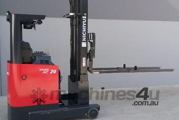 Double deep narrow aisle reach truck.