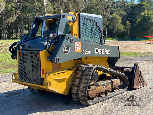 caption John Deere 323E Skid Steer Loader
