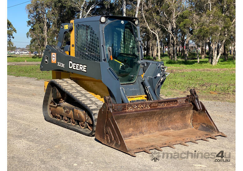 caption John Deere 323E Skid Steer Loader