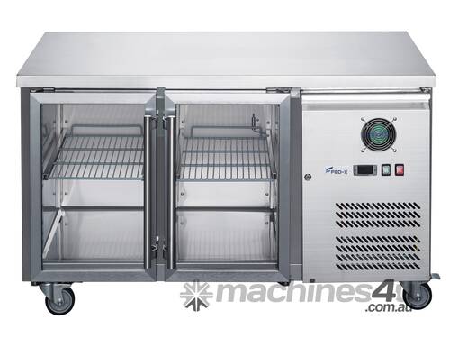 FED-X Two Glass Door Bench Fridge Stainless Steel - XUB6C13G2V