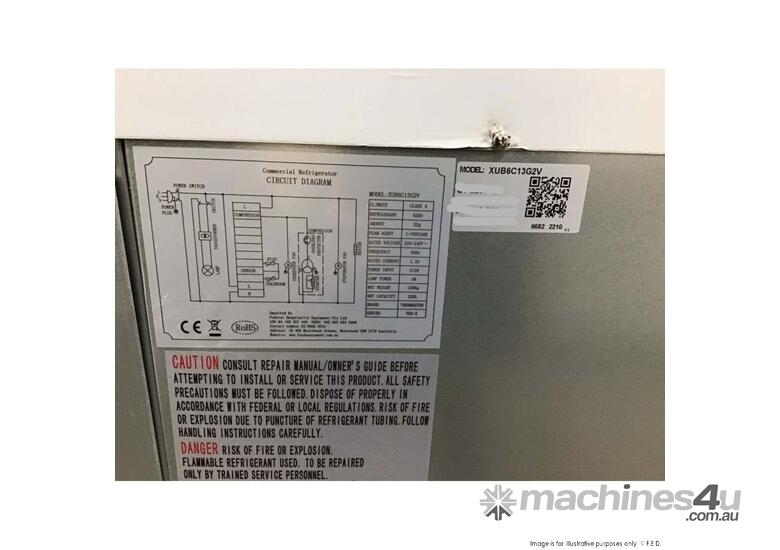 FED-X Two Glass Door Bench Fridge Stainless Steel - XUB6C13G2V