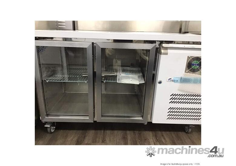 FED-X Two Glass Door Bench Fridge Stainless Steel - XUB6C13G2V