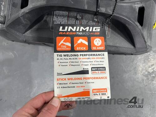 Unimig Razor TIG 200 AC/DC U12002K Welder