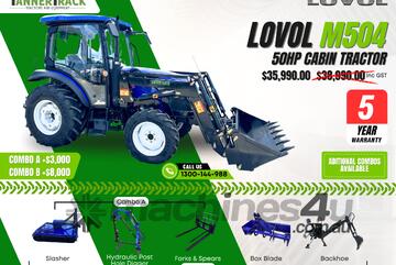 TANNERTRACK - LOVOL TB-1 50HP Cabin, Synchromesh Gearbox 4WD Tractor with 4in1 Loader
