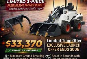 Brand New Ozziquip AL40 Mini Loader 4-in-1 with Ripper 3-Piece Package