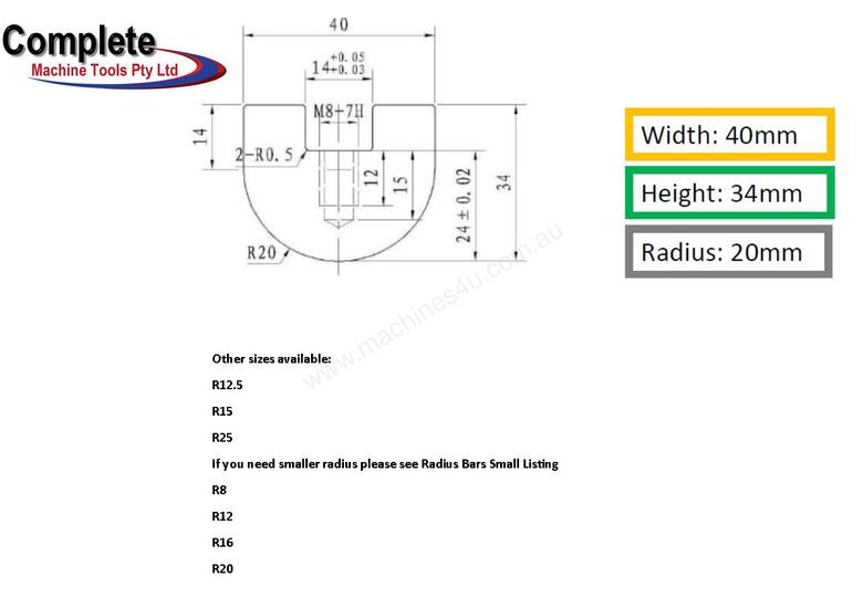 New cmt press brake tooling PRESS BRAKE TOOLING 20mm RADIUS BAR Press