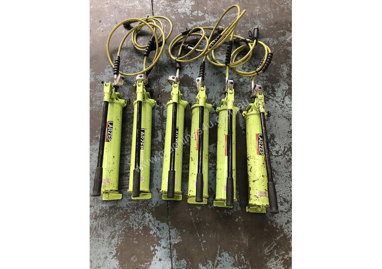 Used Larzep Larzep Hydraulic Porta Power Hand Pump Two Speed c w Hose