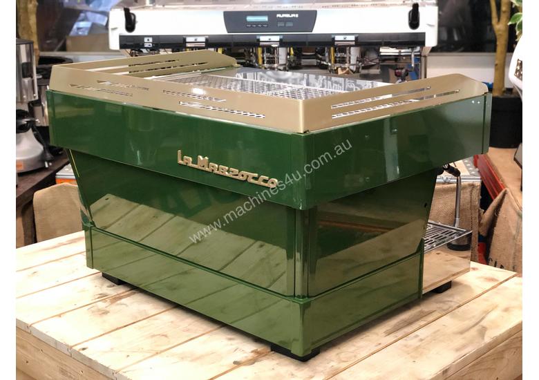 Click to view full size photos LA MARZOCCO LINEA PB 2 GROUP CUSTOM GREEN & GOLD ESPRESSO COFFEE MACHINE
