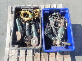 PALLET COMPRISING OF 2 X PLASTIC CRATES CONTAINING ASSORTED ANGLE GRINDERS & DRILL - picture0' - Click to enlarge