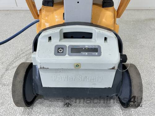 Maytronics Dolphin Wave 100 pool cleaner with power supply and trolley