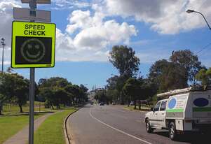 Bollard Mounted Speed Check Sign