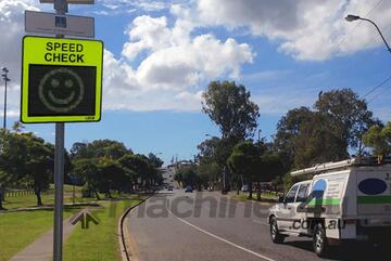 Bollard Mounted Speed Check Sign