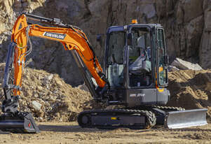 Develon Excavator DX-35 with Cabin & Tilting Quick Hitch with Bucket Kit