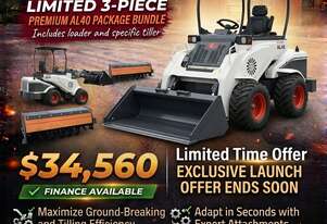 Brand New Ozziquip AL40 Mini Loader 4-in-1 with Tiller 3-Piece Package