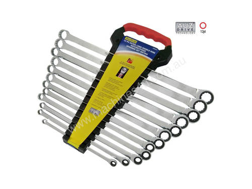 A88051 - 12 PC EXTRA LONG DOUBLE RING RATCHET/FIXED SPANNER SET