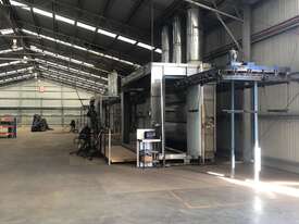 Two stainless steel spray booths with overhead chain conveyor & heated section - picture0' - Click to enlarge