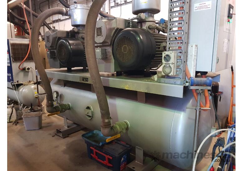 Used 2013 busch BUSCH TWIN VACUUM PUMP AIR TANK PLC CONTROLS Made in