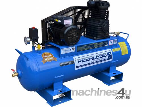 Peerless P20 High Flow Single Phase Air Compressor: Belt Drive, 15Amp, 3.5HP, 340LPM